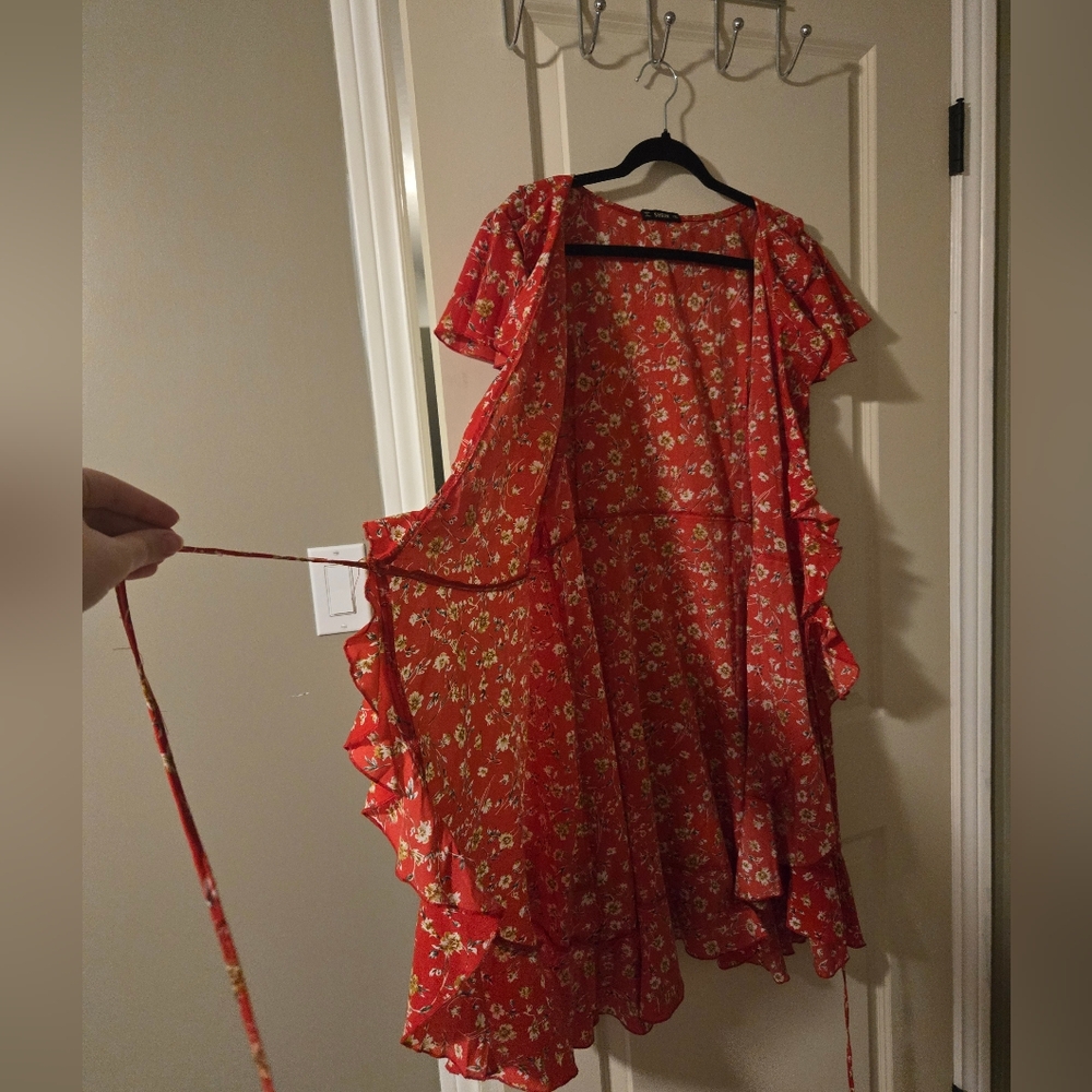 SHEIN Red Floral Ruffle Mini Dress - Picture 4 of 4
